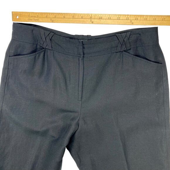 Larry Levine Sport Straight Leg Pants Womens 12 Black Linen Lightweight Casual - Picture 9 of 13
